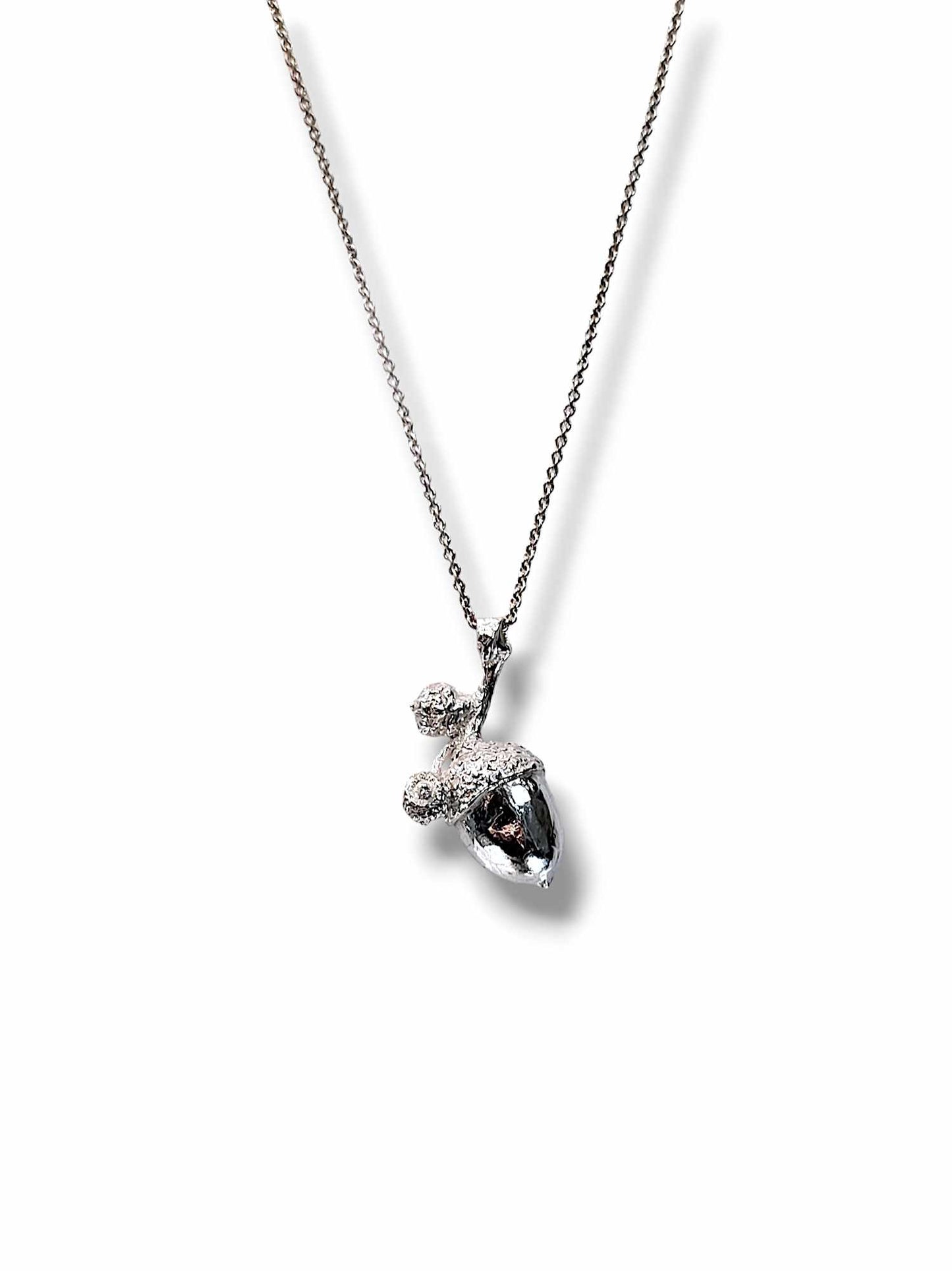 Acorn Pendant 18K White Gold