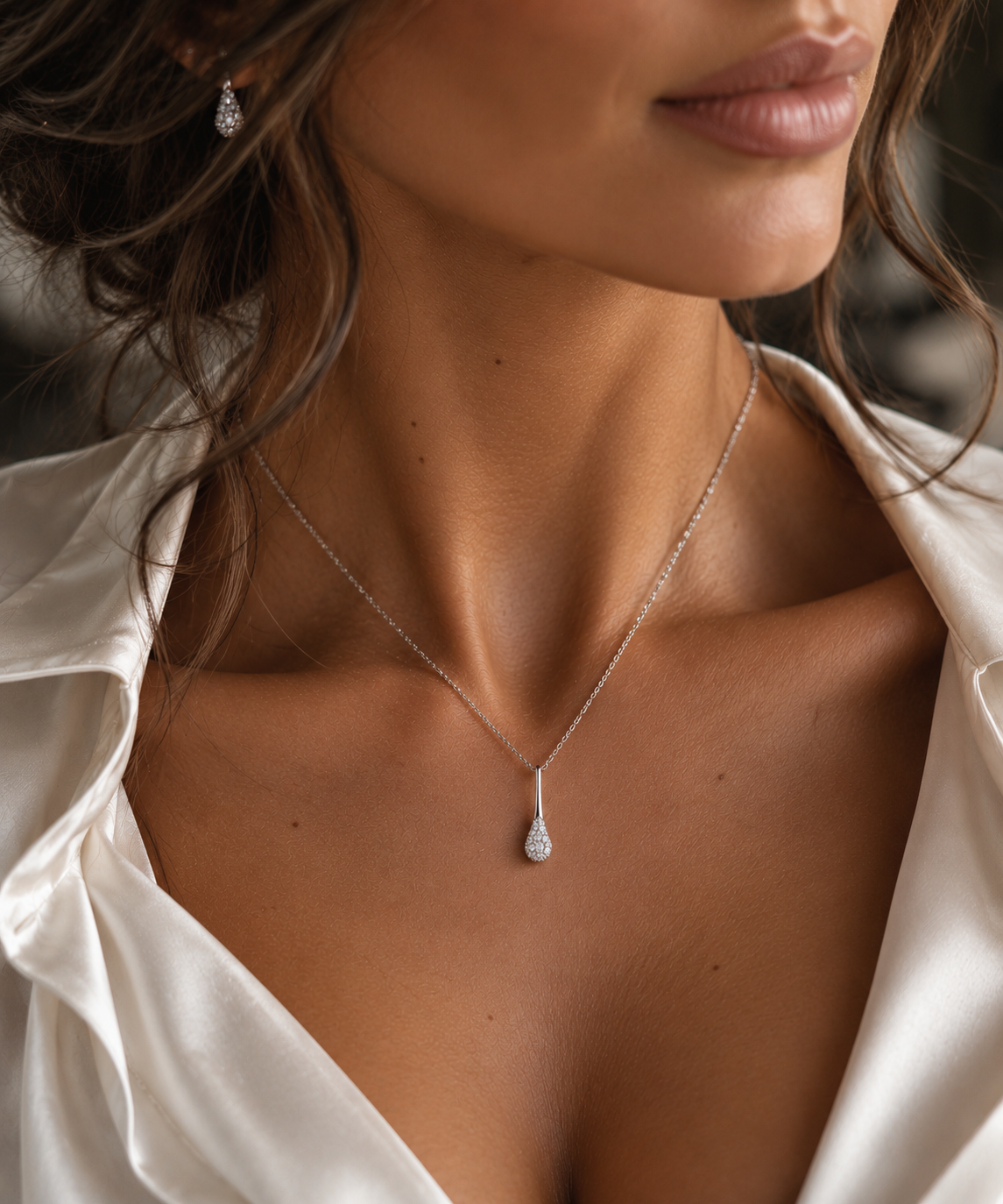 DROP HÄNG DIAMANT 18K VITGULD