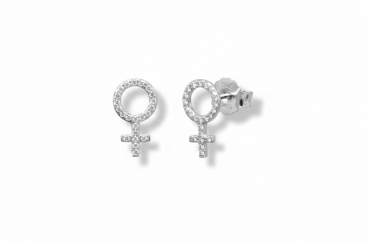Mini She Diamond Earrings 18K White Gold