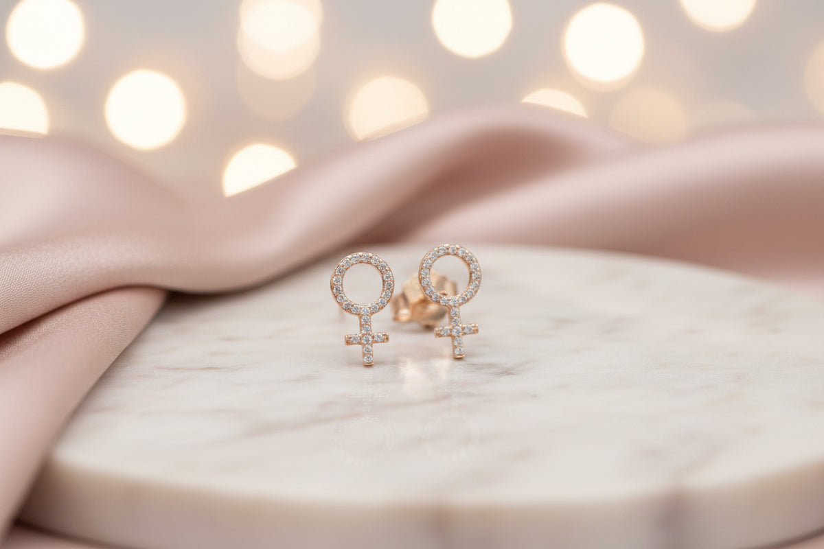 Mini She Diamond Earrings 18K Red Gold