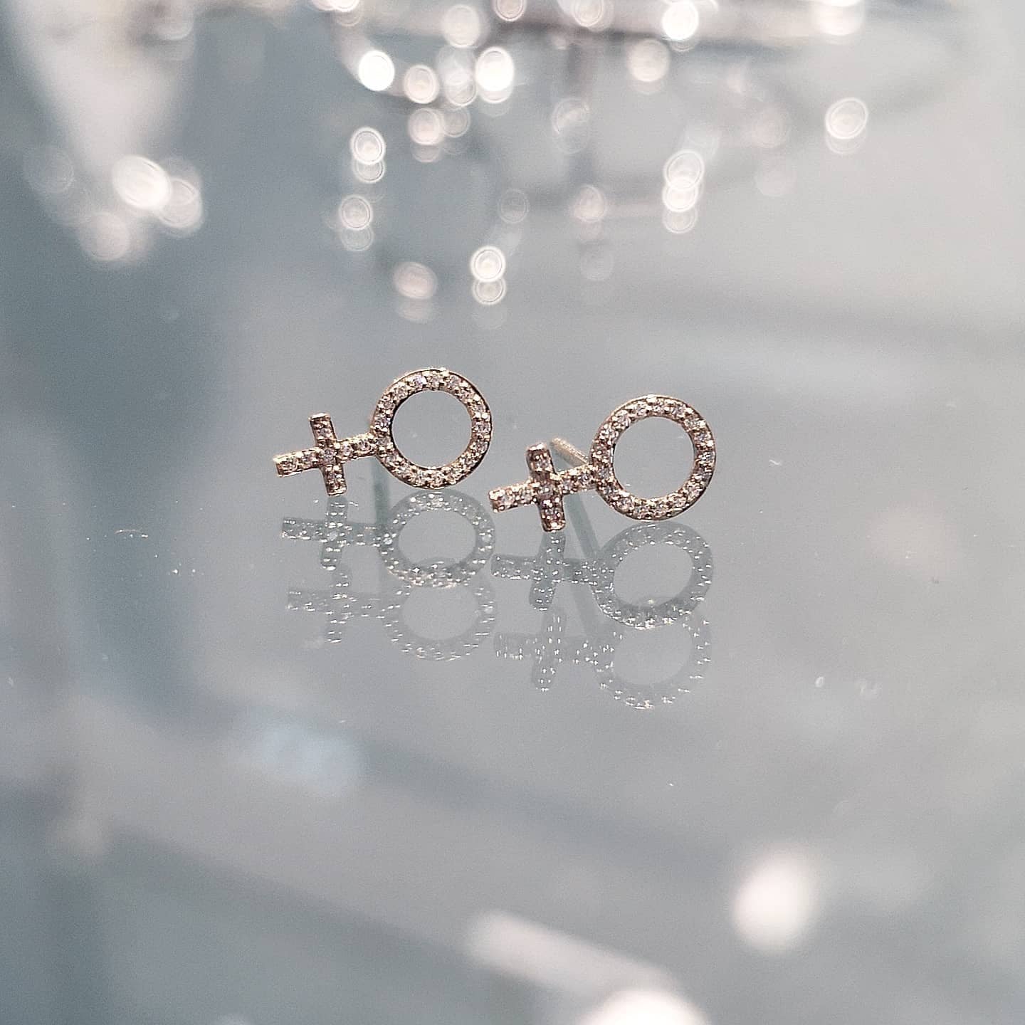 Mini She Diamond Earrings 18K White Gold