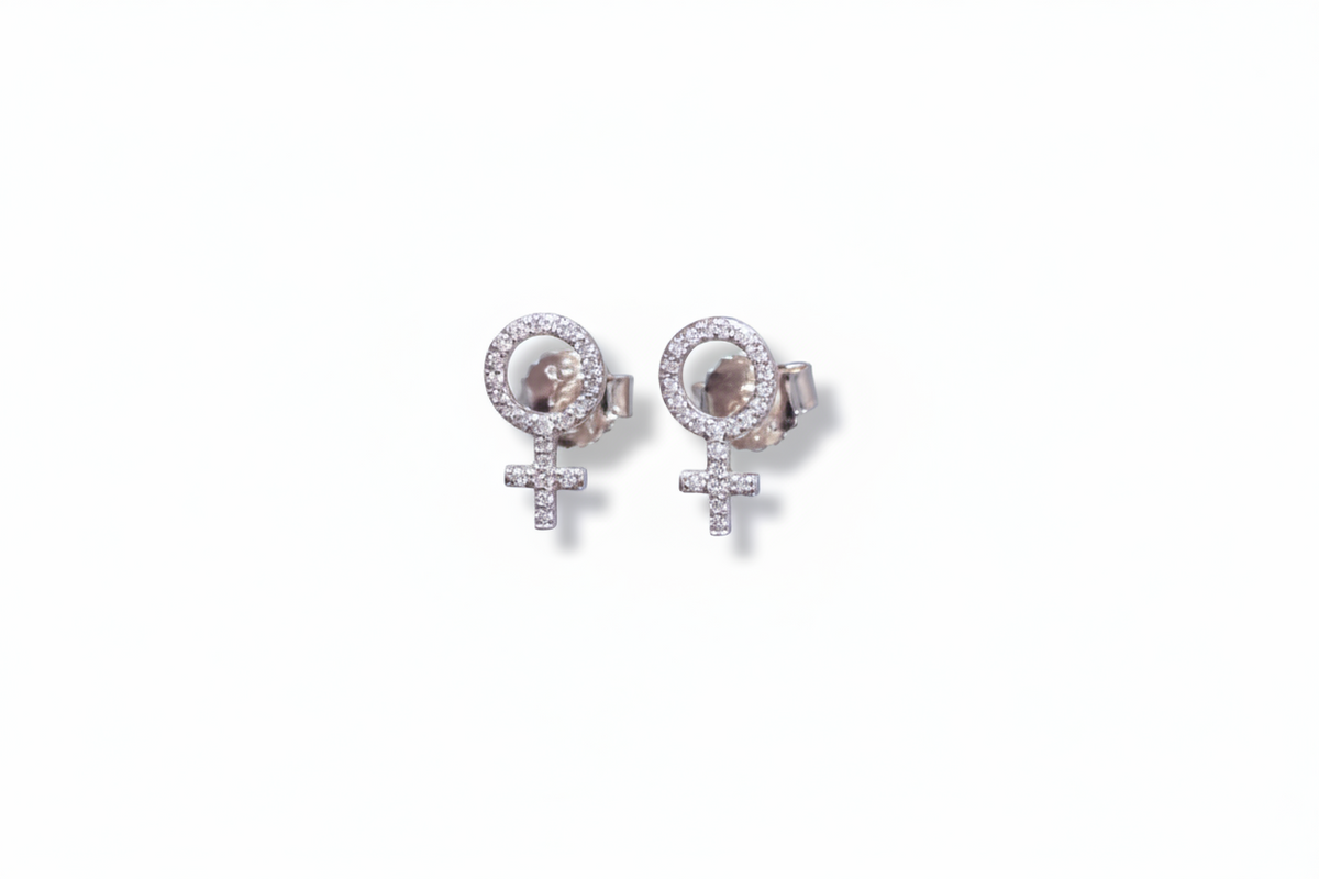Mini She Diamond Earrings 18K White Gold