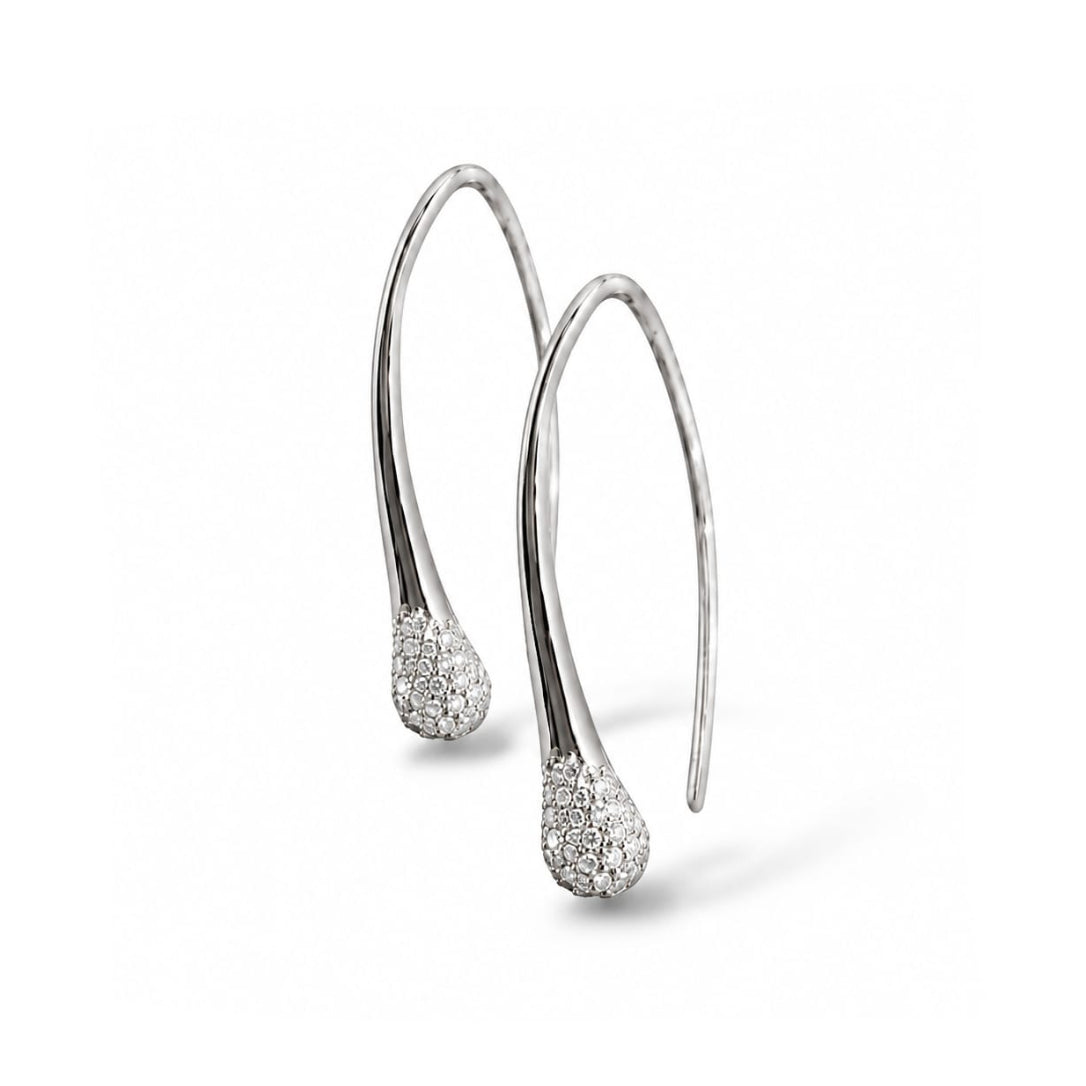 Drop Mini Diamond Earrings 18K White Gold