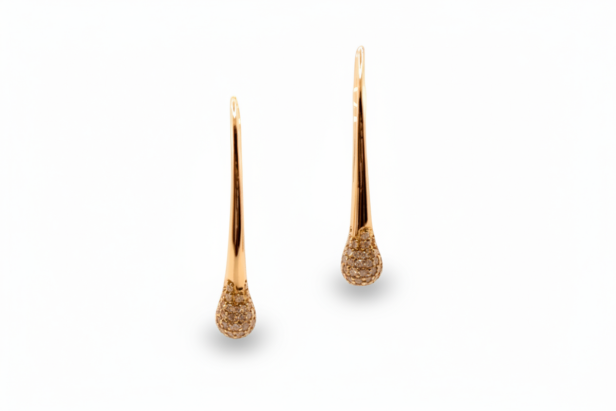 Drop Mini Diamond Earrings 18K Red Gold