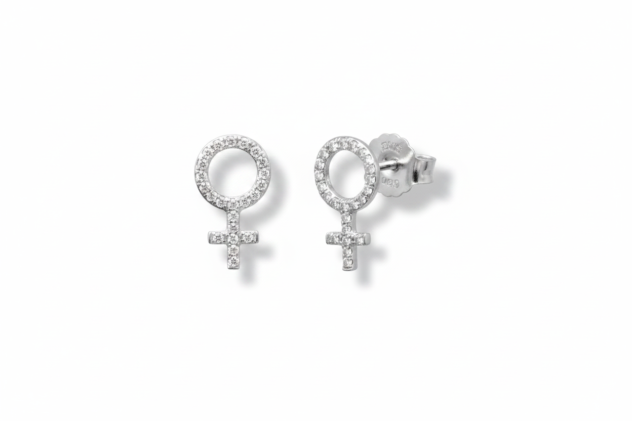 Mini She Diamond Earrings 18K White Gold