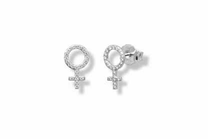 Mini She Diamond Earrings 18K White Gold