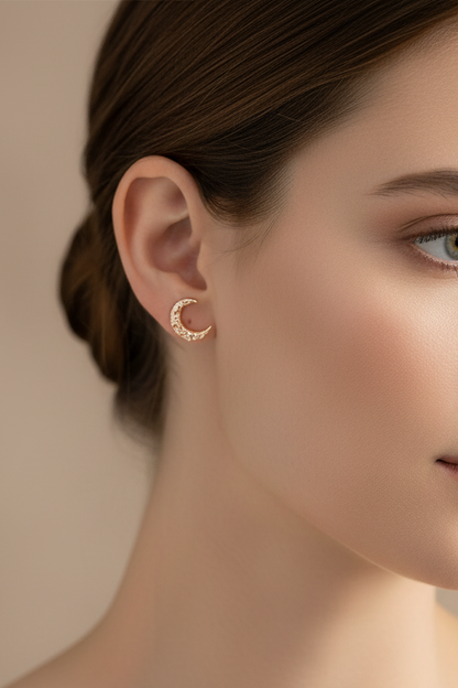 MOON ÖRHÄNGEN 18K RÖDGULD