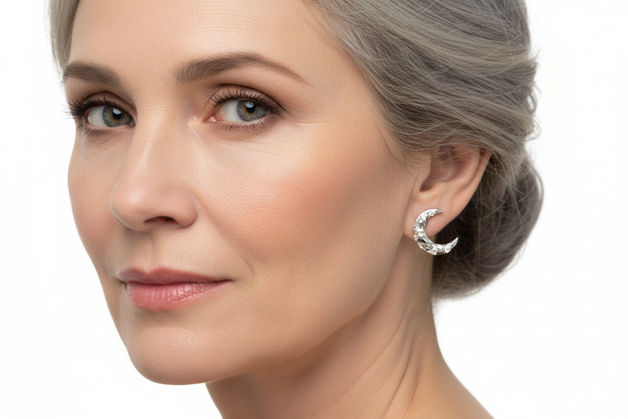 MOON ÖRHÄNGEN 18K VITGULD