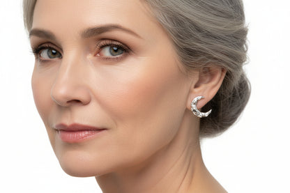 MOON ÖRHÄNGEN 18K VITGULD