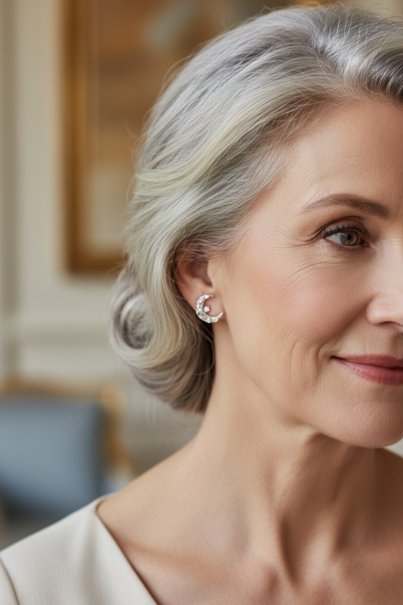 MOON ÖRHÄNGEN 18K VITGULD