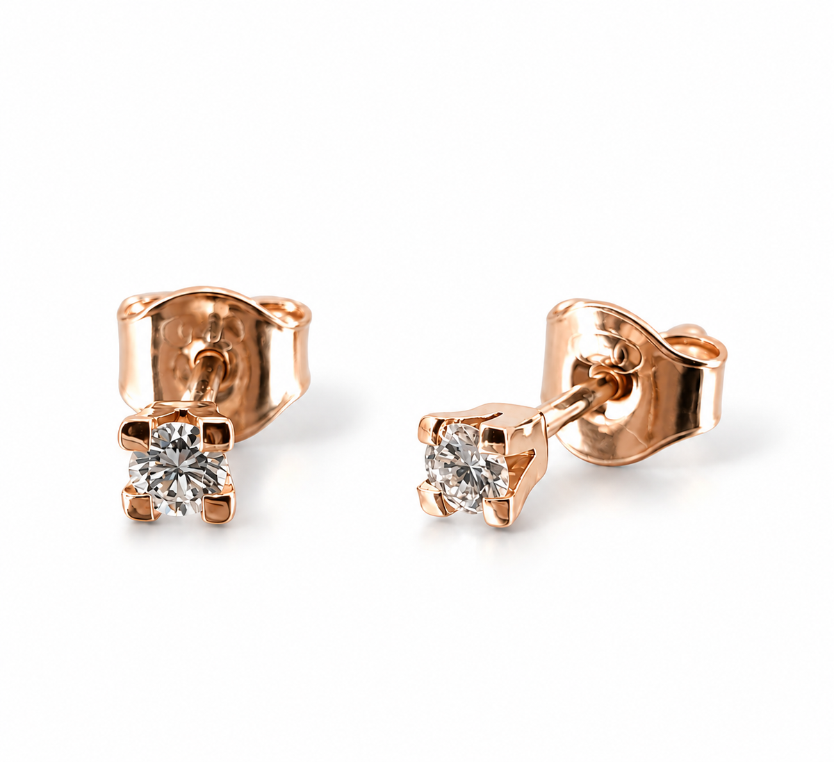 Drop Mini Diamond Earrings 18K Rose Gold