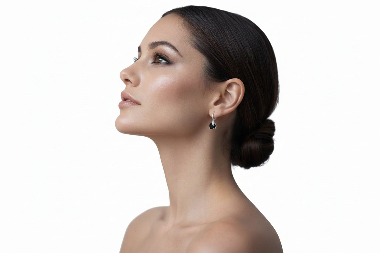 BLACKSTONE ÖRHÄNGEN 18K VITGULD